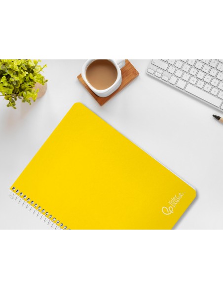 Cuaderno espiral liderpapel a4 witty tapa dura 80h 90gr pauta 2,5mm con margen color amarillo