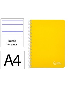 Cuaderno espiral liderpapel din a4 witty tapa dura 80h 90gr rayado horizontal con margen color amarillo