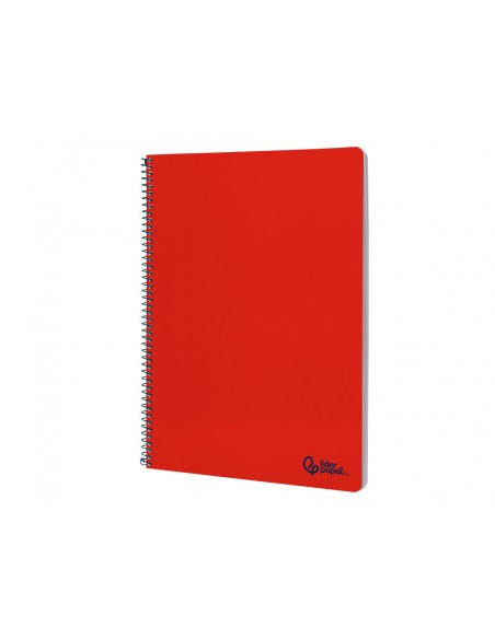 Cuaderno espiral liderpapel a4 smart tapa blanda 80h 75gr pauta 3,5mm con margen color rojo