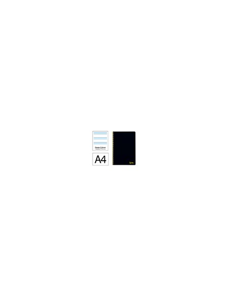 Cuaderno espiral liderpapel a4 smart tapa blanda 80h 75gr pauta 3,5mm con margen color negro