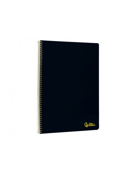 Cuaderno espiral liderpapel a4 smart tapa blanda 80h 75gr pauta 3,5mm con margen color negro