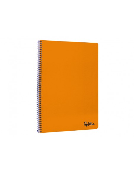 Cuaderno espiral liderpapel a4 smart tapa blanda 80h 75gr pauta 3,5mm con margen color naranja