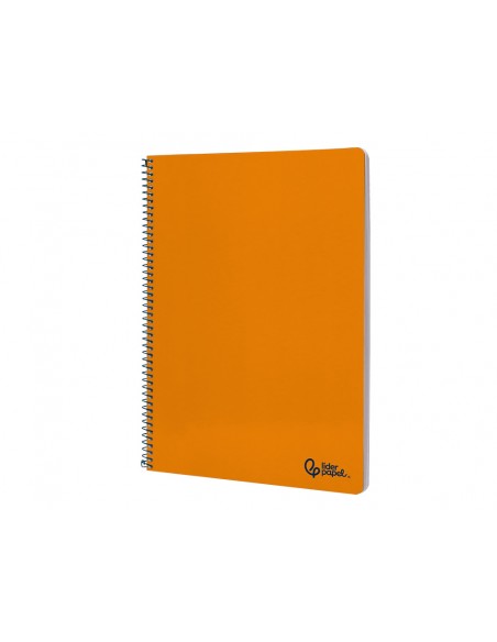 Cuaderno espiral liderpapel a4 smart tapa blanda 80h 75gr pauta 3,5mm con margen color naranja