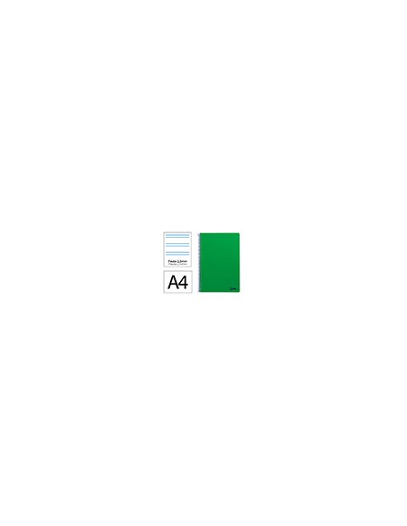 Cuaderno espiral liderpapel a4 smart tapa blanda 80h 75gr pauta 2,5mm con margen color verde