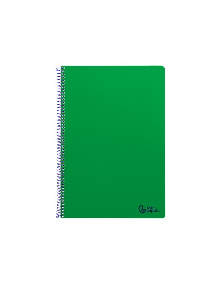 Cuaderno espiral liderpapel a4 smart tapa blanda 80h 75gr pauta 2,5mm con margen color verde