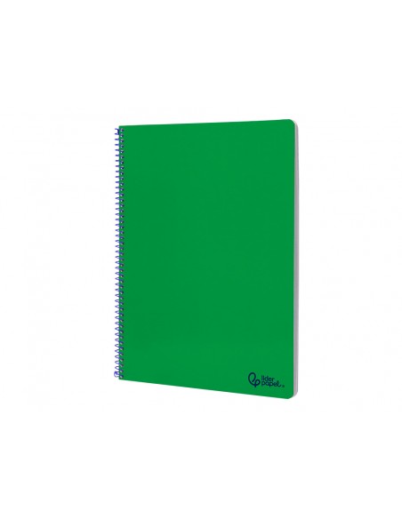 Cuaderno espiral liderpapel a4 smart tapa blanda 80h 75gr pauta 2,5mm con margen color verde