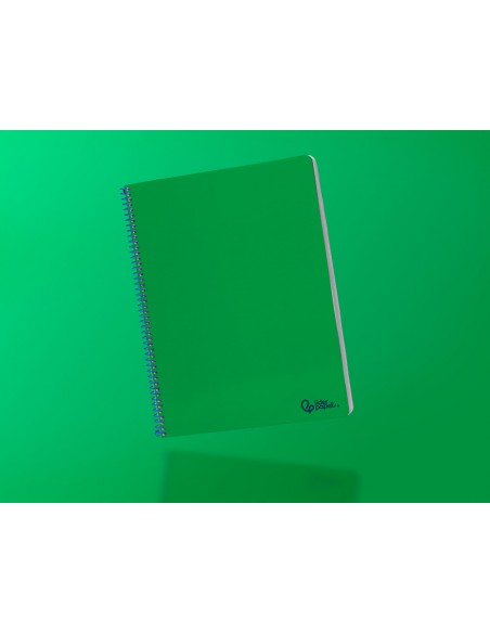 Cuaderno espiral liderpapel a4 smart tapa blanda 80h 75gr pauta 2,5mm con margen color verde