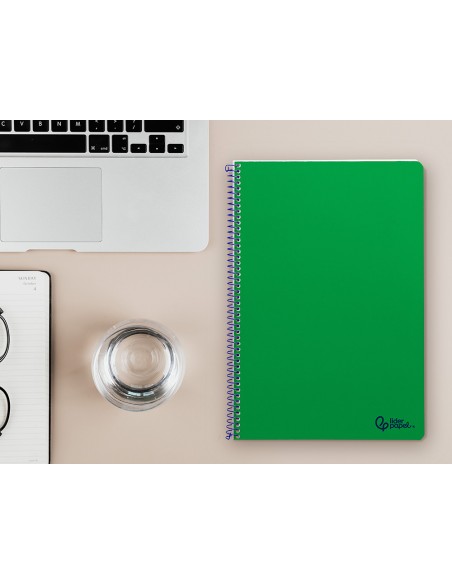 Cuaderno espiral liderpapel a4 smart tapa blanda 80h 75gr pauta 2,5mm con margen color verde