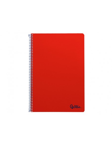 Cuaderno espiral liderpapel a4 smart tapa blanda 80h 75gr rayado horizontal con margen color rojo