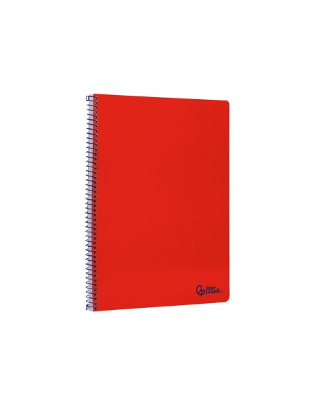 Cuaderno espiral liderpapel a4 smart tapa blanda 80h 75gr rayado horizontal con margen color rojo