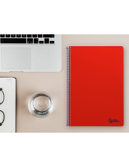 Cuaderno espiral liderpapel a4 smart tapa blanda 80h 75gr rayado horizontal con margen color rojo