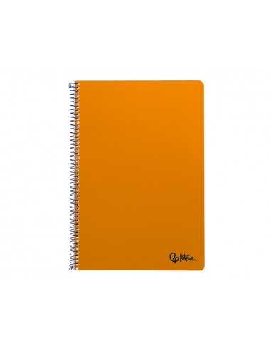 Cuaderno espiral liderpapel a4 smart tapa blanda 80h 75gr rayado horizontal con margen color naranja