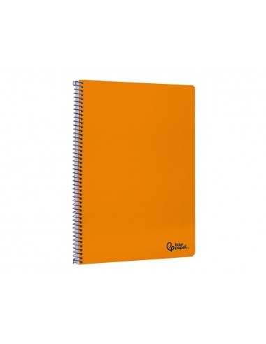 Cuaderno espiral liderpapel a4 smart tapa blanda 80h 75gr rayado horizontal con margen color naranja