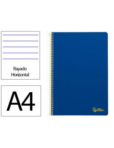 Cuaderno espiral liderpapel a4 smart tapa blanda 80h 75gr rayado horizontal con margen color azul oscuro