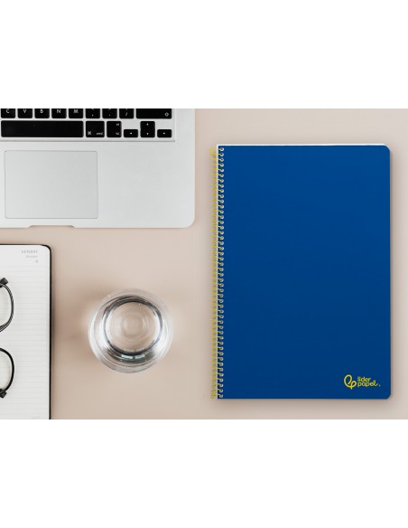 Cuaderno espiral liderpapel a4 smart tapa blanda 80h 75gr rayado horizontal con margen color azul oscuro