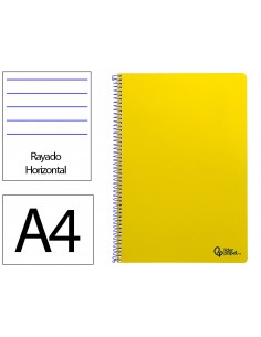 Cuaderno espiral liderpapel a4 smart tapa blanda 80h 75gr rayado horizontal con margen color amarillo