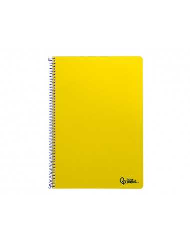 Cuaderno espiral liderpapel a4 smart tapa blanda 80h 75gr rayado horizontal con margen color amarillo