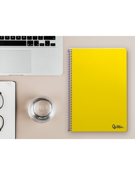 Cuaderno espiral liderpapel a4 smart tapa blanda 80h 75gr rayado horizontal con margen color amarillo