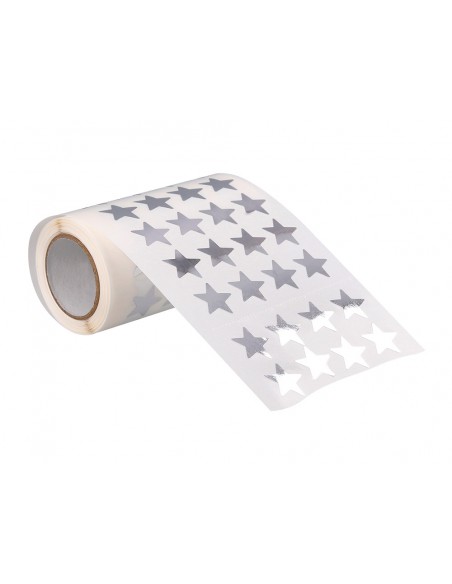 Gomets liderpapel autoadhesivo estrellas plateadas 20 mm 1500 unidades en caja de carton