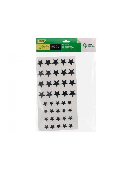 Gomets liderpapel autoadhesivo estrellas plateadas surtidas bolsa de 5 hojas con 200 unidades