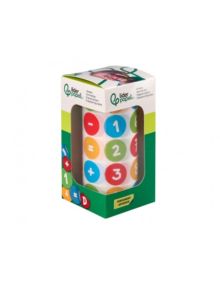Gomets liderpapel autoadhesivo redondo numeros 20 mm colores surtidos rollo de 1000 unidades en caja de carton