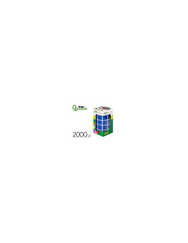 Gomets liderpapel autoadhesivo cuadrado 20x20 mm azul rollo de 2000 unidades en caja de carton