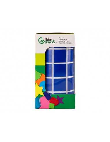 Gomets liderpapel autoadhesivo cuadrado 20x20 mm azul rollo de 2000 unidades en caja de carton