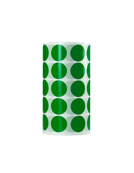 Gomets liderpapel autoadhesivo circulos 20 mm verde rollo de 2000 unidades en caja de carton