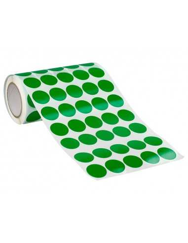 Gomets liderpapel autoadhesivo circulos 20 mm verde rollo de 2000 unidades en caja de carton