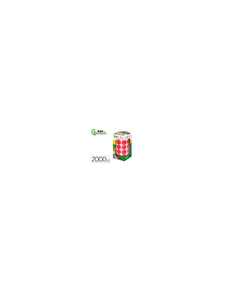 Gomets liderpapel autoadhesivo circulos 20 mm rojo rollo de 2000 unidades en caja de carton