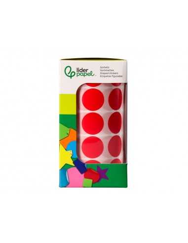 Gomets liderpapel autoadhesivo circulos 20 mm rojo rollo de 2000 unidades en caja de carton