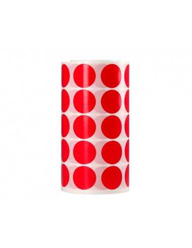Gomets liderpapel autoadhesivo circulos 20 mm rojo rollo de 2000 unidades en caja de carton