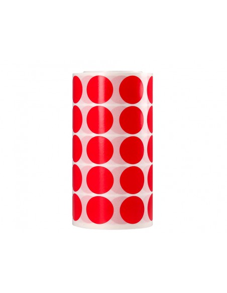 Gomets liderpapel autoadhesivo circulos 20 mm rojo rollo de 2000 unidades en caja de carton