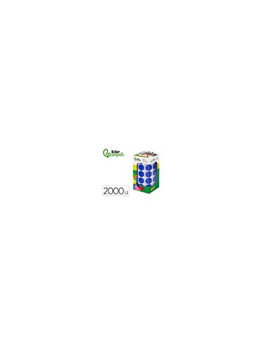 Gomets liderpapel autoadhesivo circulos 20 mm azul rollo de 2000 unidades en caja de carton