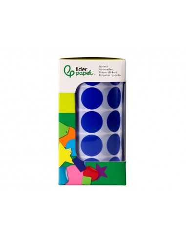 Gomets liderpapel autoadhesivo circulos 20 mm azul rollo de 2000 unidades en caja de carton