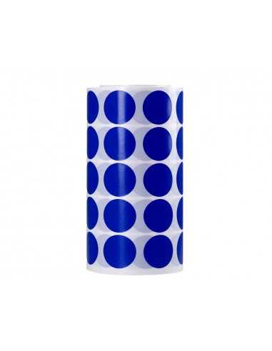 Gomets liderpapel autoadhesivo circulos 20 mm azul rollo de 2000 unidades en caja de carton