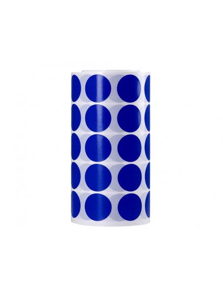 Gomets liderpapel autoadhesivo circulos 20 mm azul rollo de 2000 unidades en caja de carton