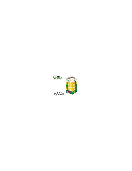 Gomets liderpapel autoadhesivo circulos 20 mm amarillo rollo de 2000 unidades en caja de carton