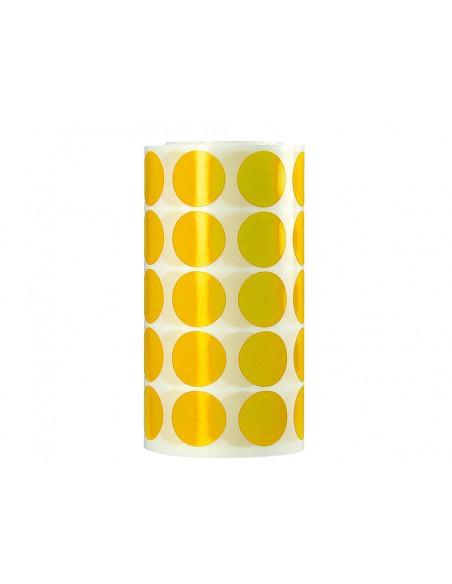 Gomets liderpapel autoadhesivo circulos 20 mm amarillo rollo de 2000 unidades en caja de carton
