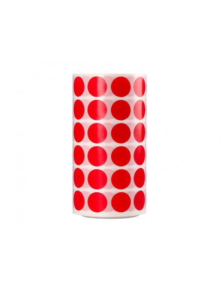 Gomets liderpapel autoadhesivo circulos 15 mm rojo rollo de 2500 unidades en caja de carton
