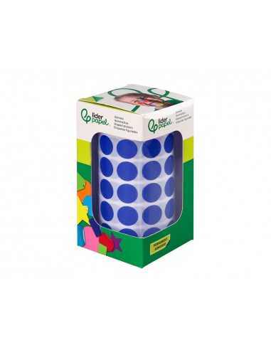 Gomets liderpapel autoadhesivo circulos 15 mm azul rollo de 2500 unidades en caja de carton