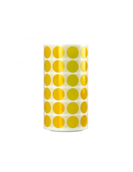 Gomets liderpapel autoadhesivo circulos 15 mm amarillo rollo de 2500 unidades en caja de carton