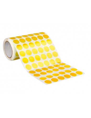 Gomets liderpapel autoadhesivo circulos 15 mm amarillo rollo de 2500 unidades en caja de carton