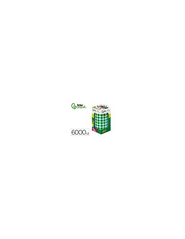 Gomets liderpapel autoadhesivo circulos 10,5 mm verde rollo de 6000 unidades en caja de carton