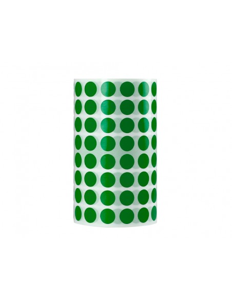 Gomets liderpapel autoadhesivo circulos 10,5 mm verde rollo de 6000 unidades en caja de carton