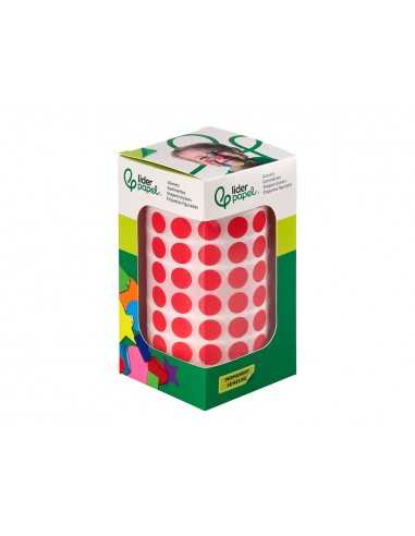 Gomets liderpapel autoadhesivo circulos 10,5 mm rojo rollo de 6000 unidades en caja de carton