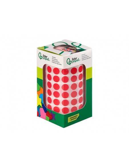 Gomets liderpapel autoadhesivo circulos 10,5 mm rojo rollo de 6000 unidades en caja de carton