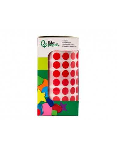 Gomets liderpapel autoadhesivo circulos 10,5 mm rojo rollo de 6000 unidades en caja de carton