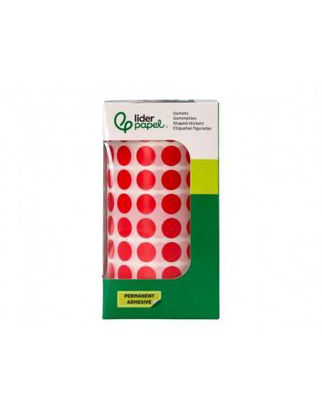 Gomets liderpapel autoadhesivo circulos 10,5 mm rojo rollo de 6000 unidades en caja de carton