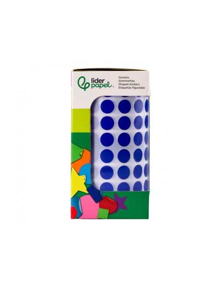 Gomets liderpapel autoadhesivo circulos 10,5 mm azul rollo de 6000 unidades en caja de carton